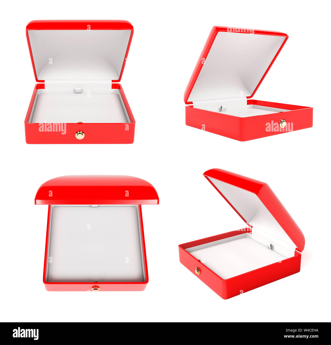 Schmuck Box Set. Leer für Juwelen öffnen. 3D Rendering Illustration isoliert Stockfoto