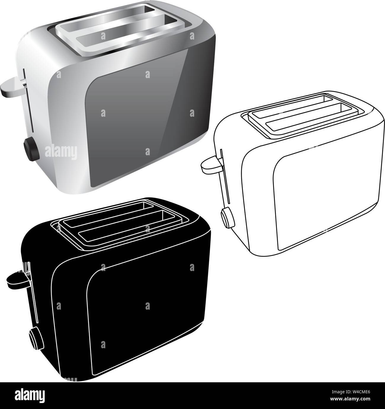 Toaster. Flache Symbole und 3D-Modell Stock Vektor