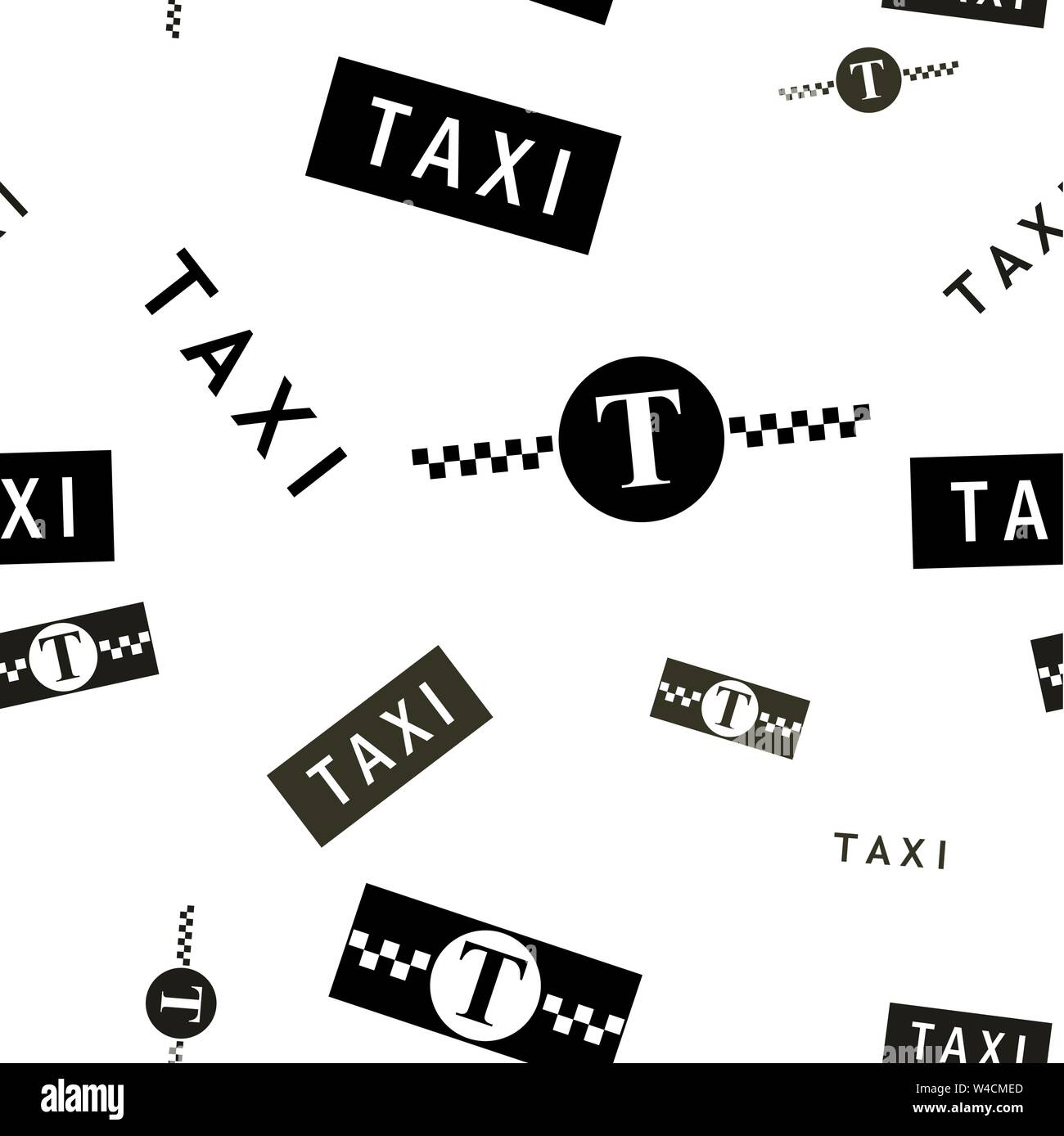 Taxi Symbole. Schwarz und Weiß nahtlose Hintergrund Stock Vektor