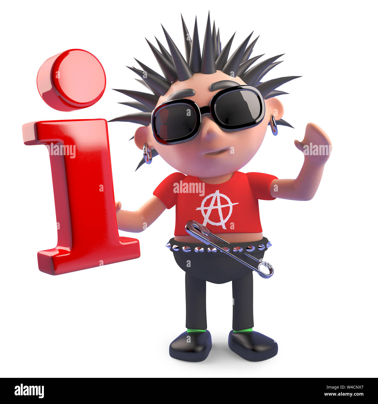 Faule punk Charakter mit einem Symbol Information, 3d-Grafik rendern Stockfoto