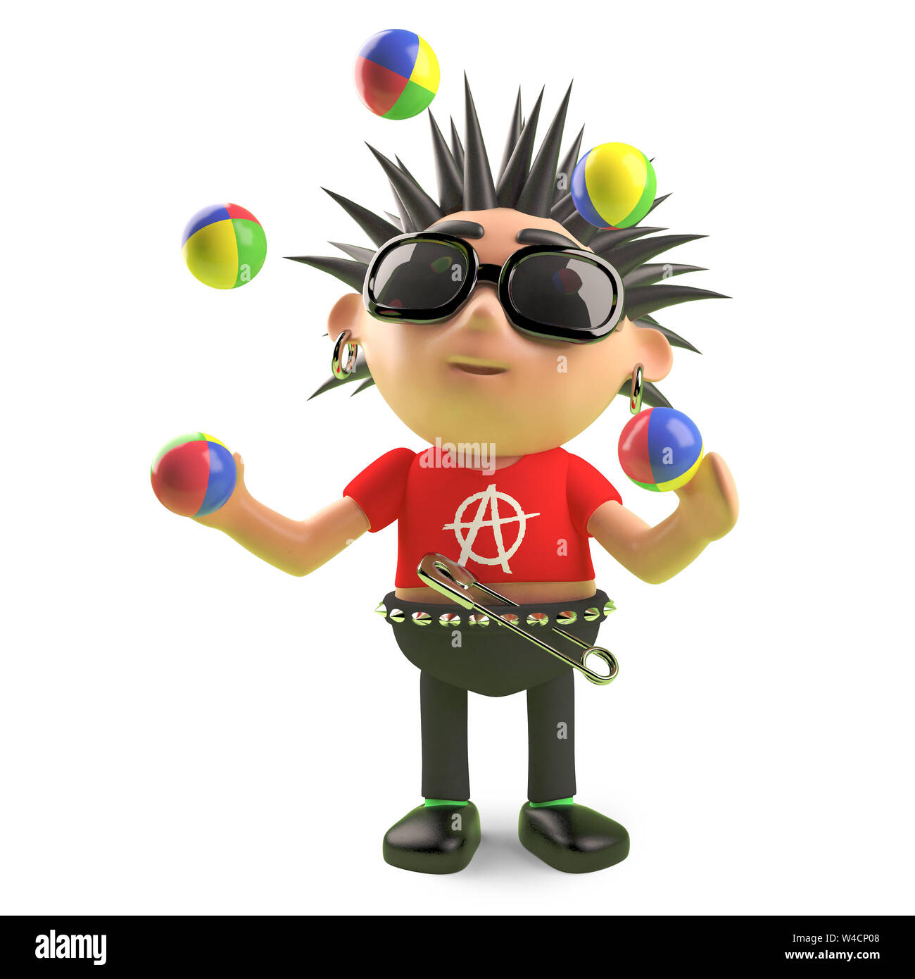 Jonglieren Punk Rocker spielt mit seinem jonglierbälle, 3d-Grafik rendern Stockfoto