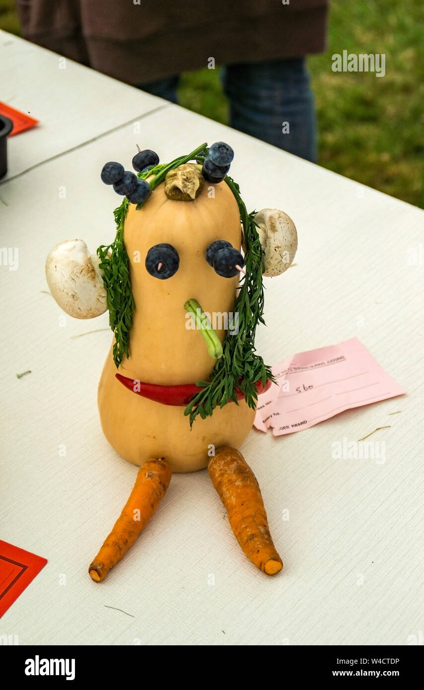 Monster aus Gemüse - Wettbewerb Eintrag Llanfyllin Dorf zeigen, Wales Stockfoto