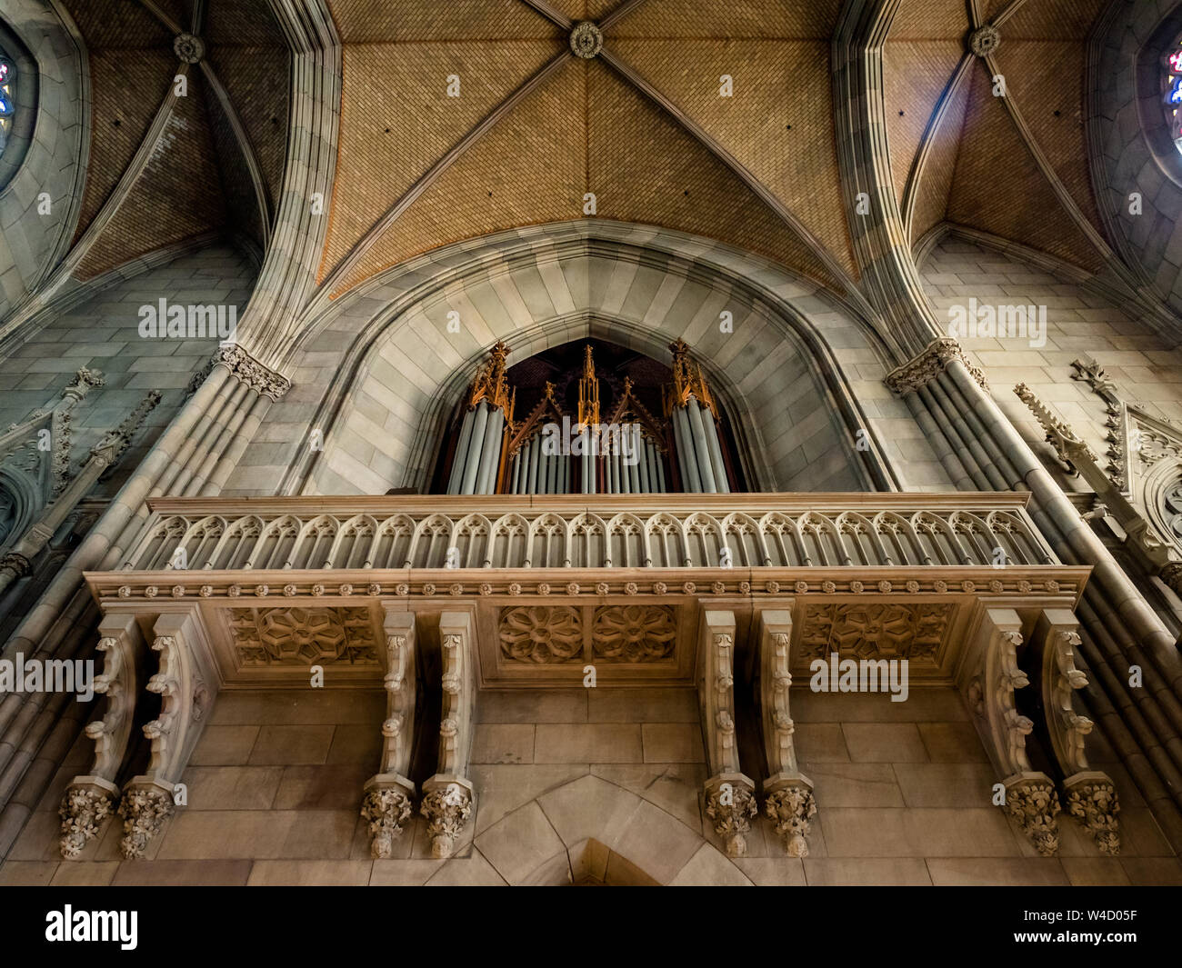 Elisabeth Kirche in Basel, Innenansicht, majestätischen Architektur, Schweizer Stockfoto