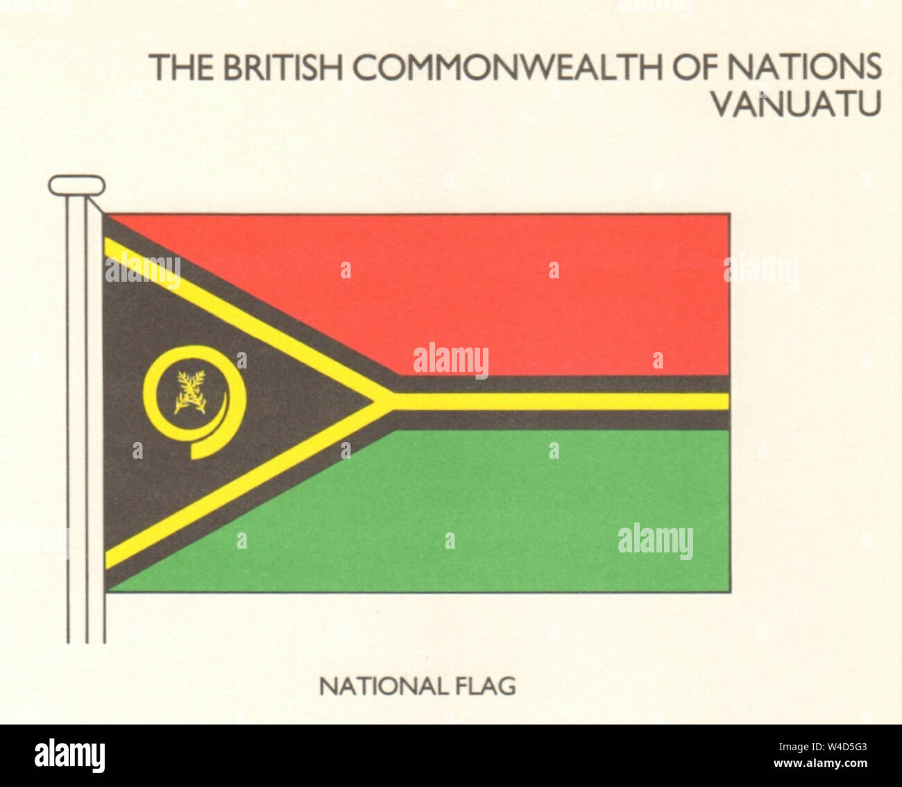VANUATU FLAGS. Nationalflagge 1985 alte vintage Bild drucken Stockfoto