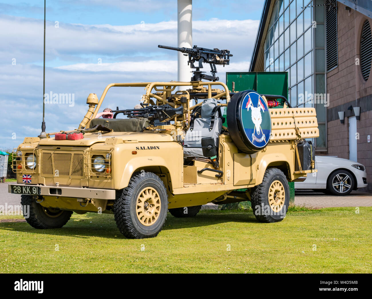 Lothians und Grenze Yeomanry regiment Jeep mit Maschinengewehr, Dunbar, East Lothian, Schottland, Großbritannien Stockfoto