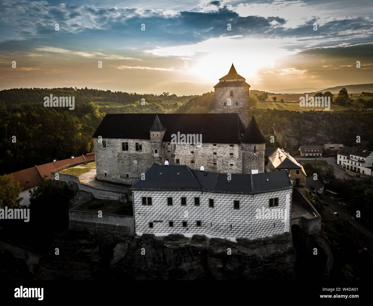 Burg Kost liegt im Norden von Böhmen, speziell der Region Böhmisches Paradies und wird privat von Kinsky dal Borgo adligen Familie war es zuerst im Besitz Stockfoto