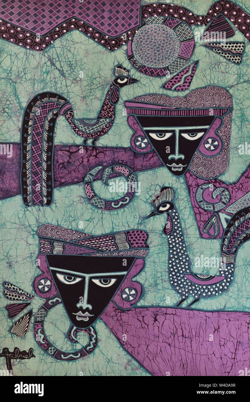 Indonasian Batik mit traditionellen Motiven. Yogyakarta, Java, Indonasia, Südostasien Stockfoto