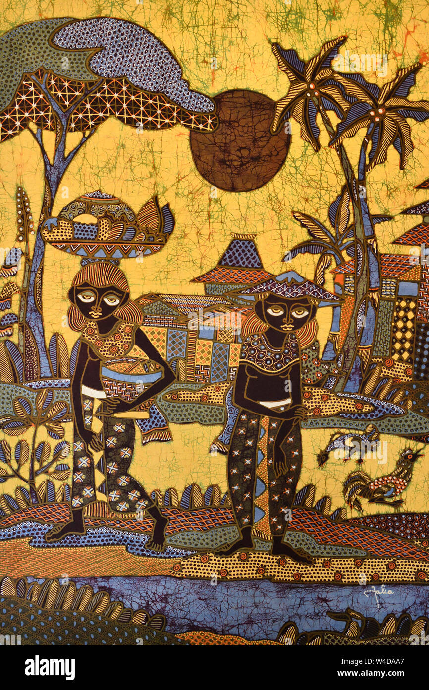 Indonasian Batik mit traditionellen Motiven. Yogyakarta, Java, Indonasia, Südostasien Stockfoto