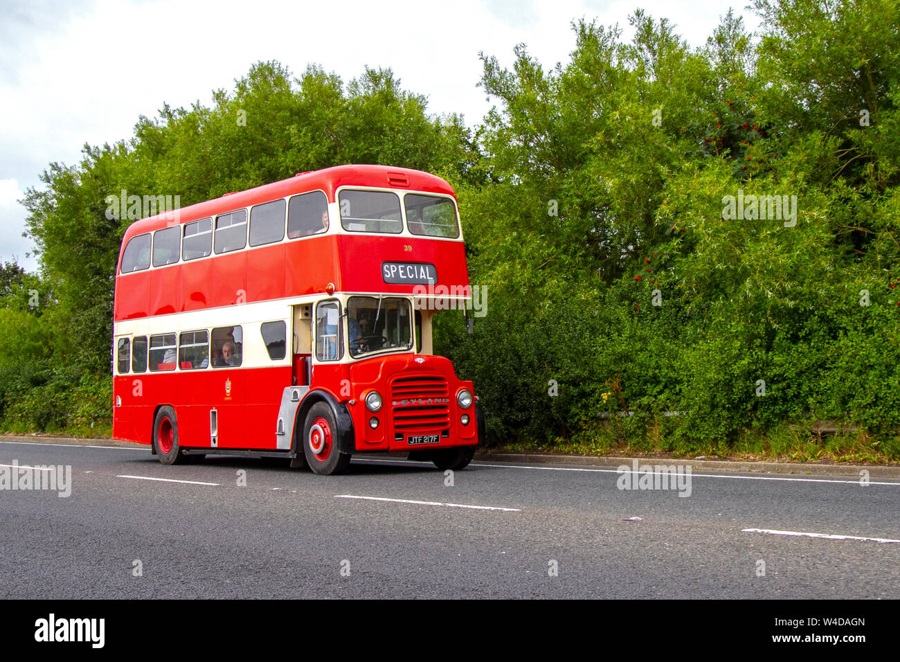 JTF 217 F Leyland Bus Sonntag, 2019; ein Fest für Verkehr hielt die in der Küstenstadt Fleetwood, Lancashire, Großbritannien Stockfoto