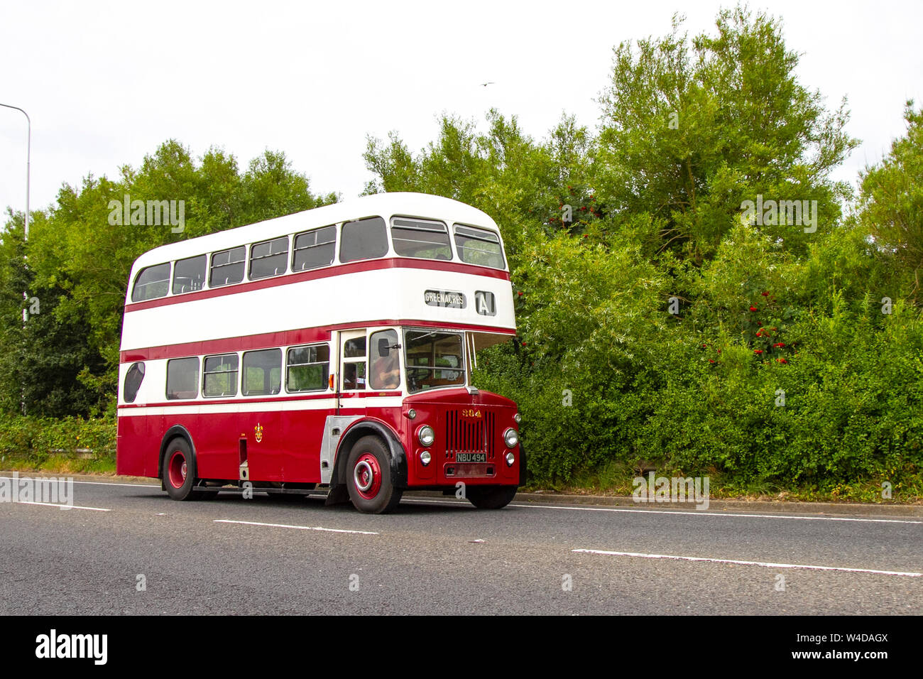 1957 LEYLAND TITAN PD 2/20 Bus Nr. 394; Sonntag, 2019; ein Fest für Verkehr hielt die in der Küstenstadt Fleetwood, Lancashire, Großbritannien Stockfoto