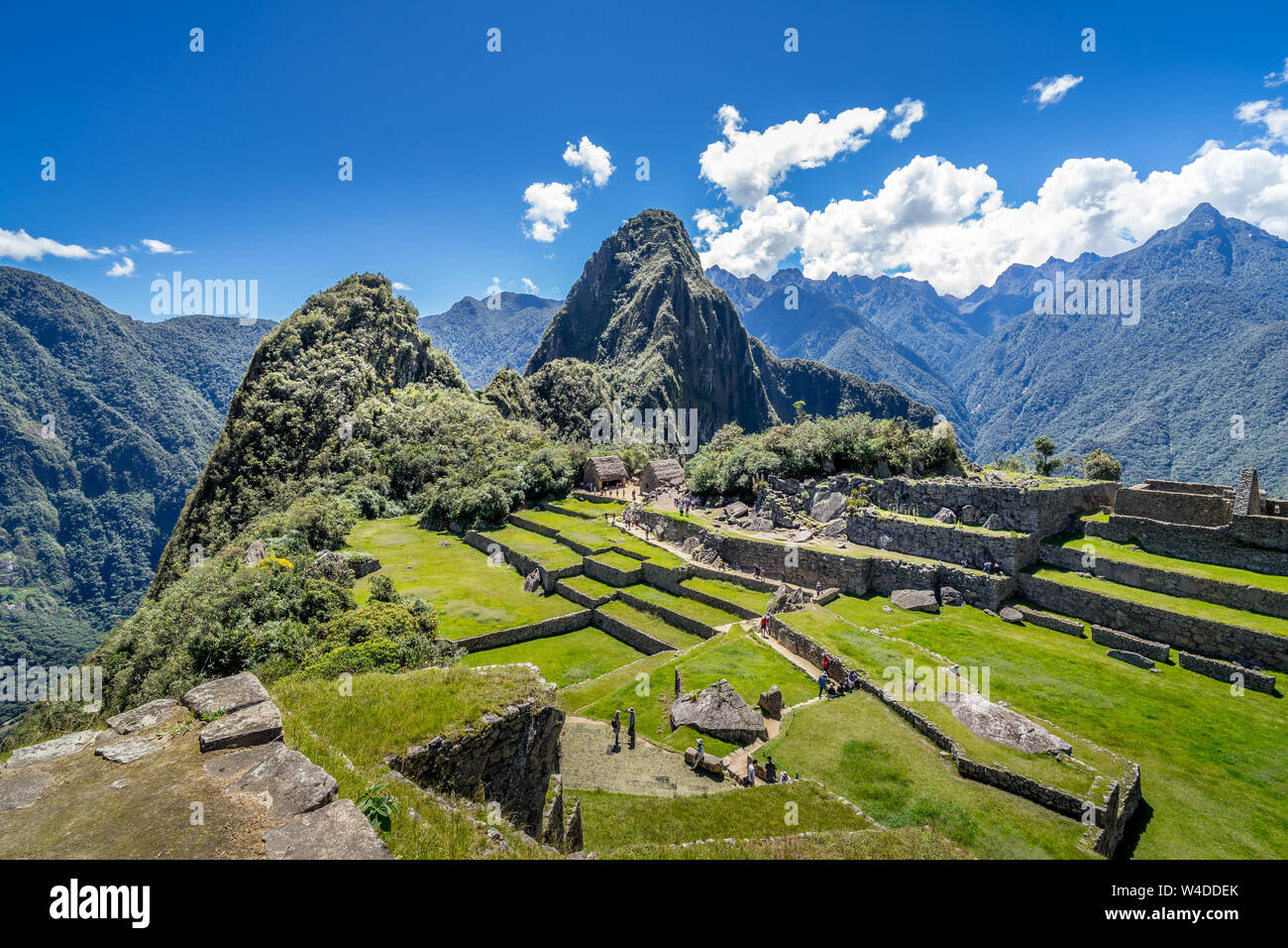 Panorama der antiken Stadt Machu Picchu in Peru Stockfoto