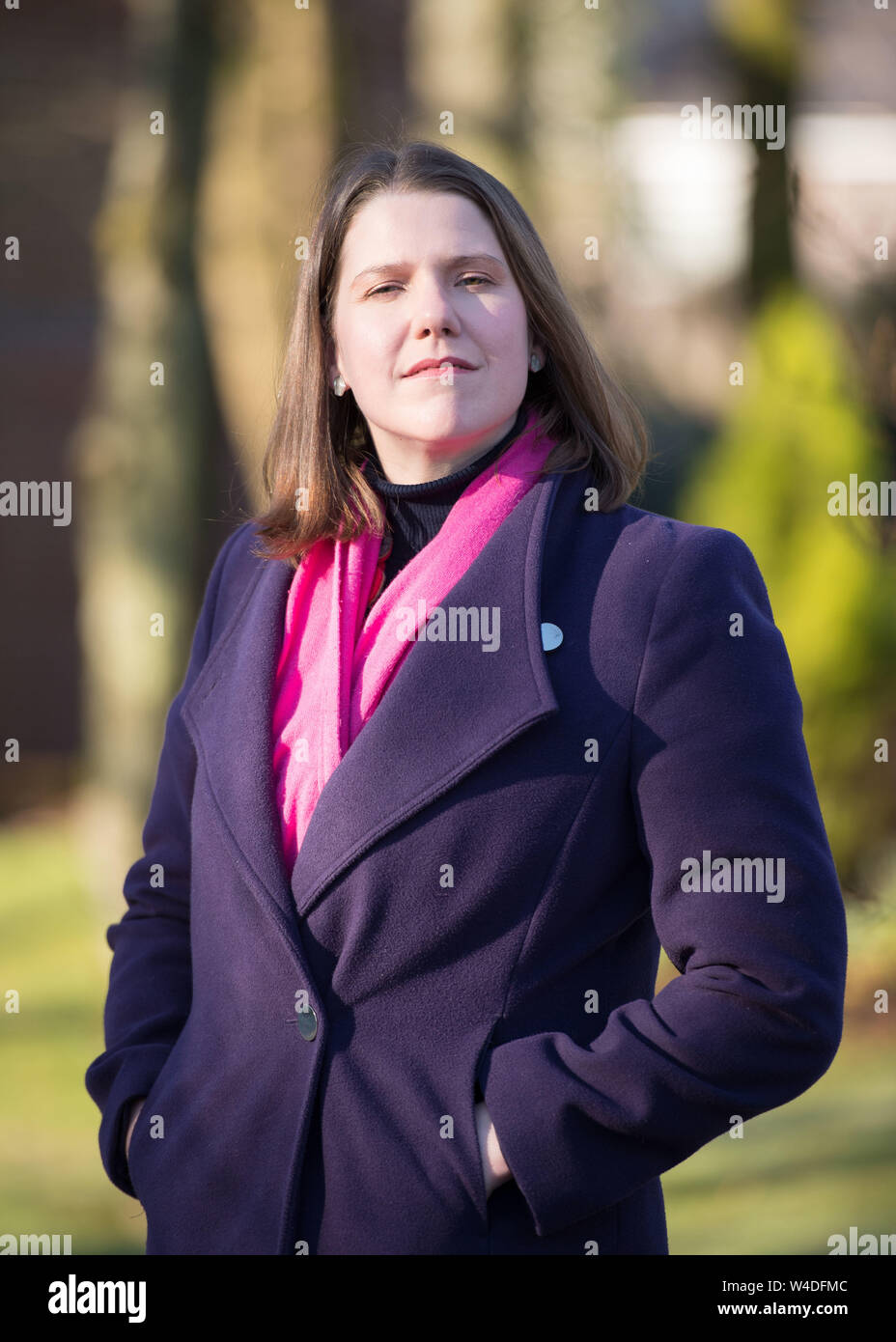 Glasgow, UK. 1. Februar 2019. Jo Swinson MP, der stellvertretende Chef der Liberaldemokratischen Partei, Posen für Fotos. Stockfoto