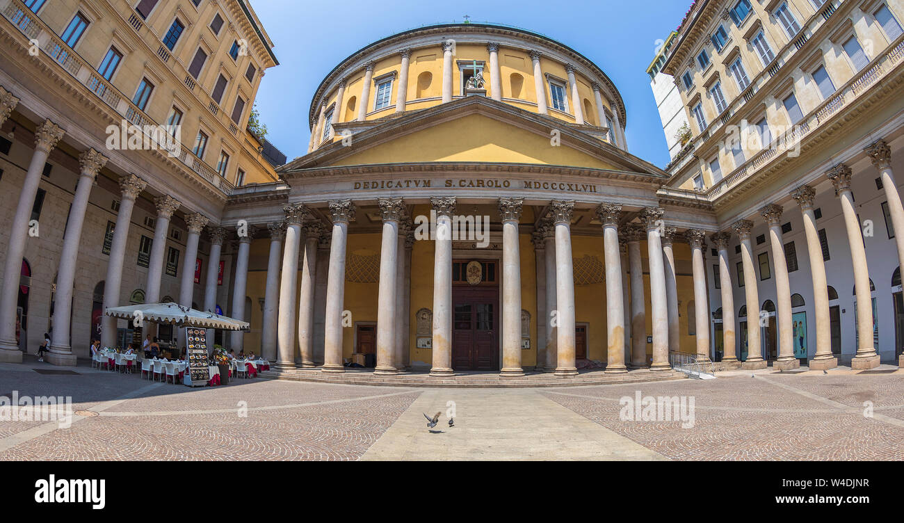 Mailand, Italien - JUNI 29,2019: Basilika San Carlo Al Corso, ein neo-klassischen Kirche im Zentrum von Mailand, in der durch die servite Um verwaltet. Stockfoto