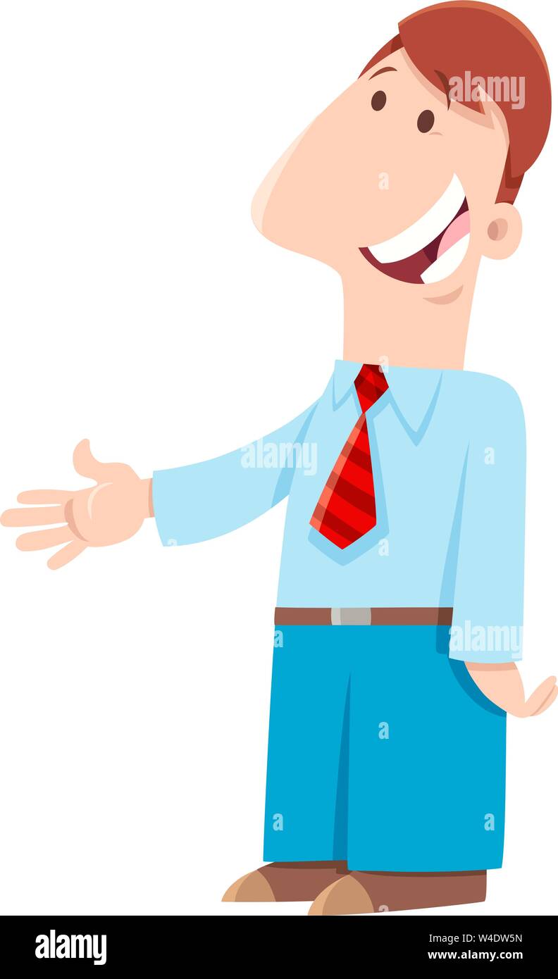 Cartoon Illustration der Mann seine Hand Stretching für Handshake Stock Vektor