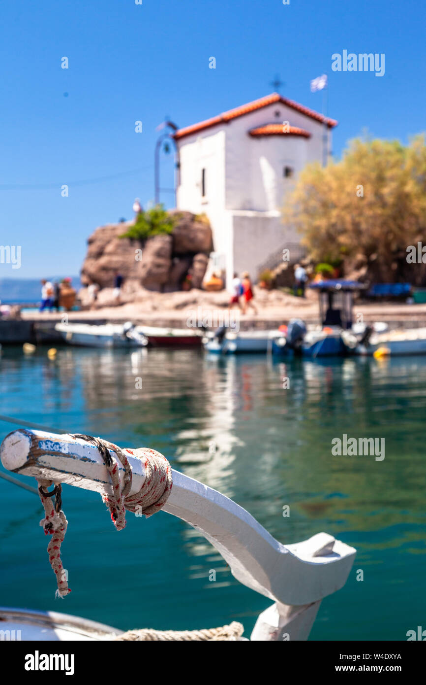 Skala Sykamias, am Fischerhafen von dem kleinen Dorf, in Lesbos, Griechenland, Europa. Stockfoto