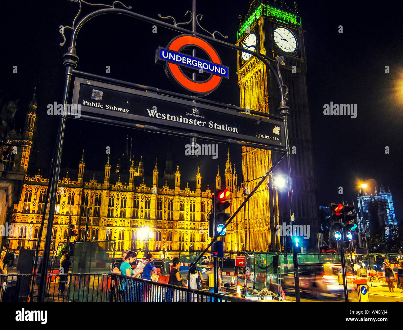 Westminster und Big Ben bei Nacht. London, England. Stockfoto