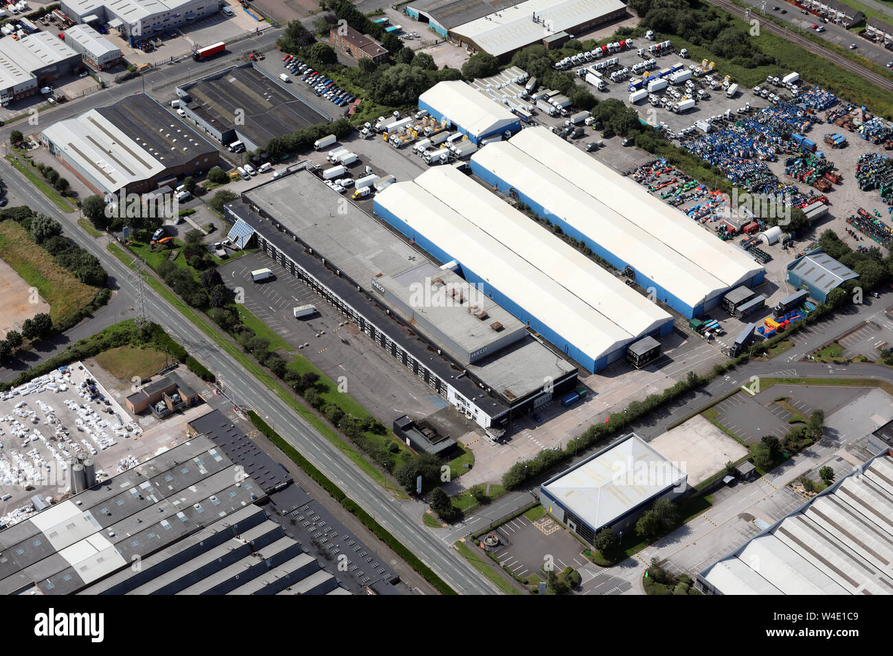 Luftaufnahme des IVECO Werke Fabrik auf dem winsford Industrial Estate, Cheshire Stockfoto