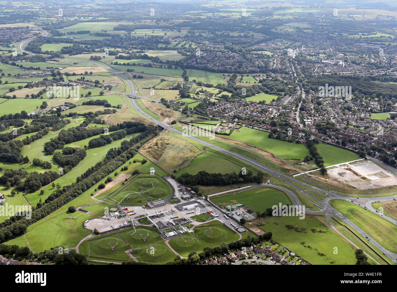 Luftbild der neuen A555 Flughafen Manchester Relief Road, Großbritannien Stockfoto