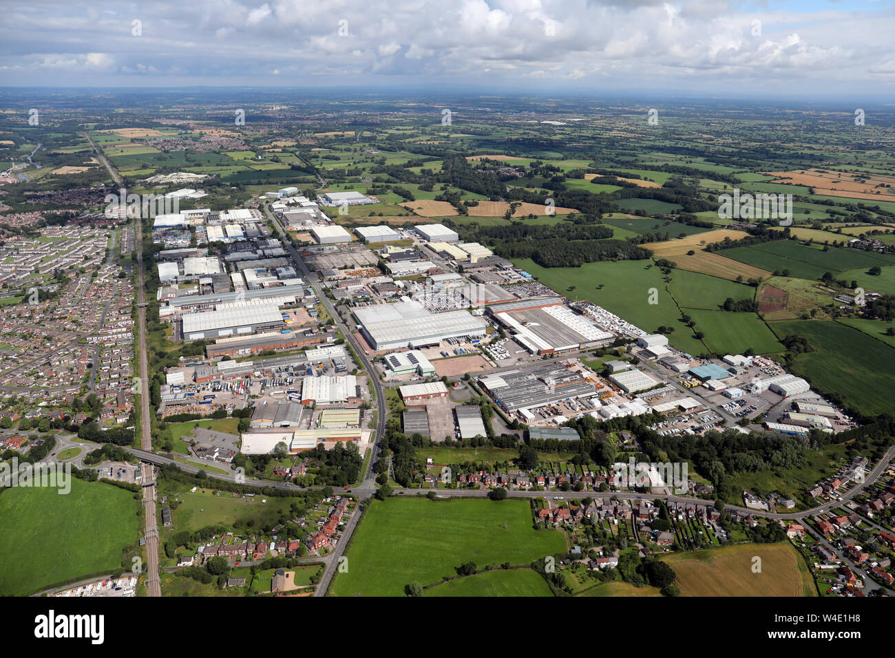 Luftaufnahme von Winsford Industrial Estate, Cheshire, Großbritannien Stockfoto