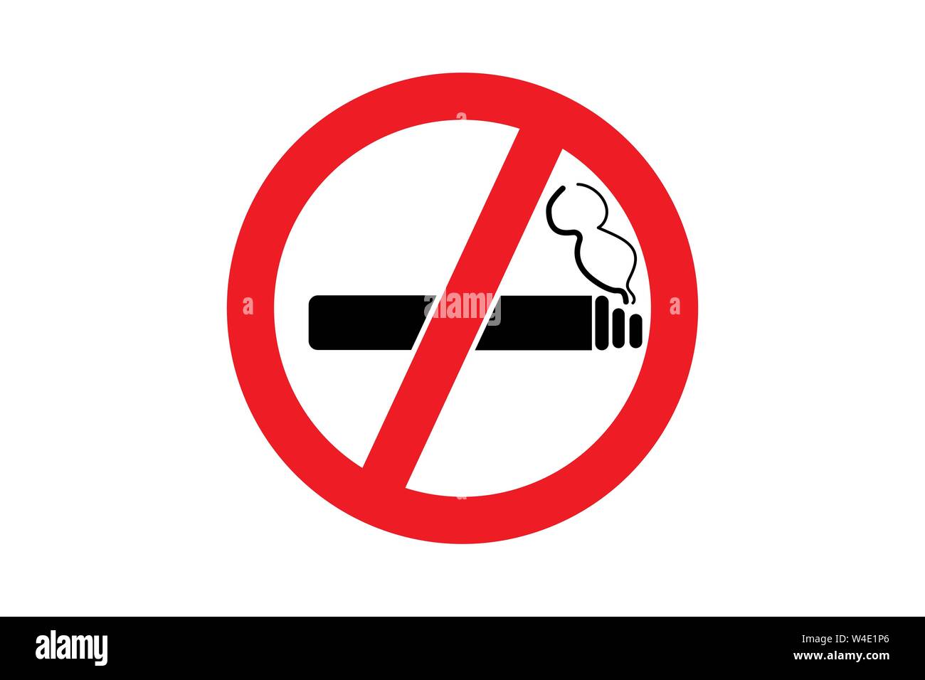 No Smoking Sign Symbols. Rot Verbot von Zigaretten- und Rauch auf weißem Hintergrund. Vector Illustration. Stock Vektor