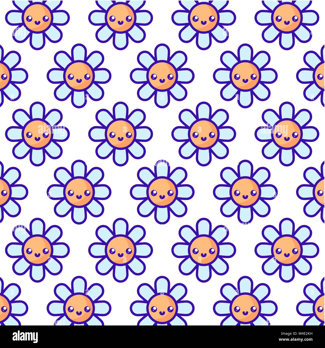 Muster der niedlichen Blumen Dekoration kawaii Stil Vector Illustration Design Stock Vektor
