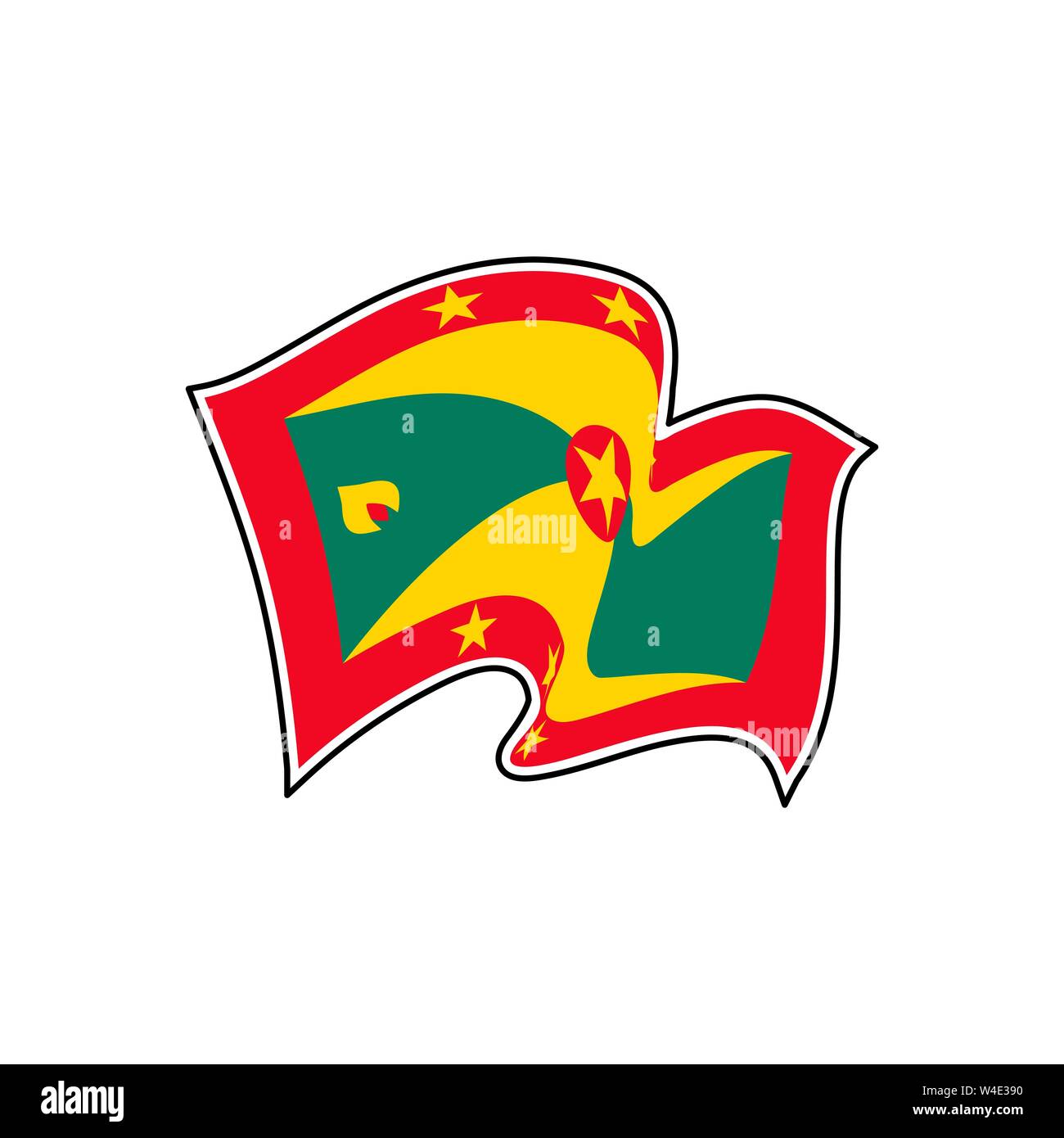 Grenada Flagge. Vector Illustration. St. George. Weniger Antiles Stock Vektor