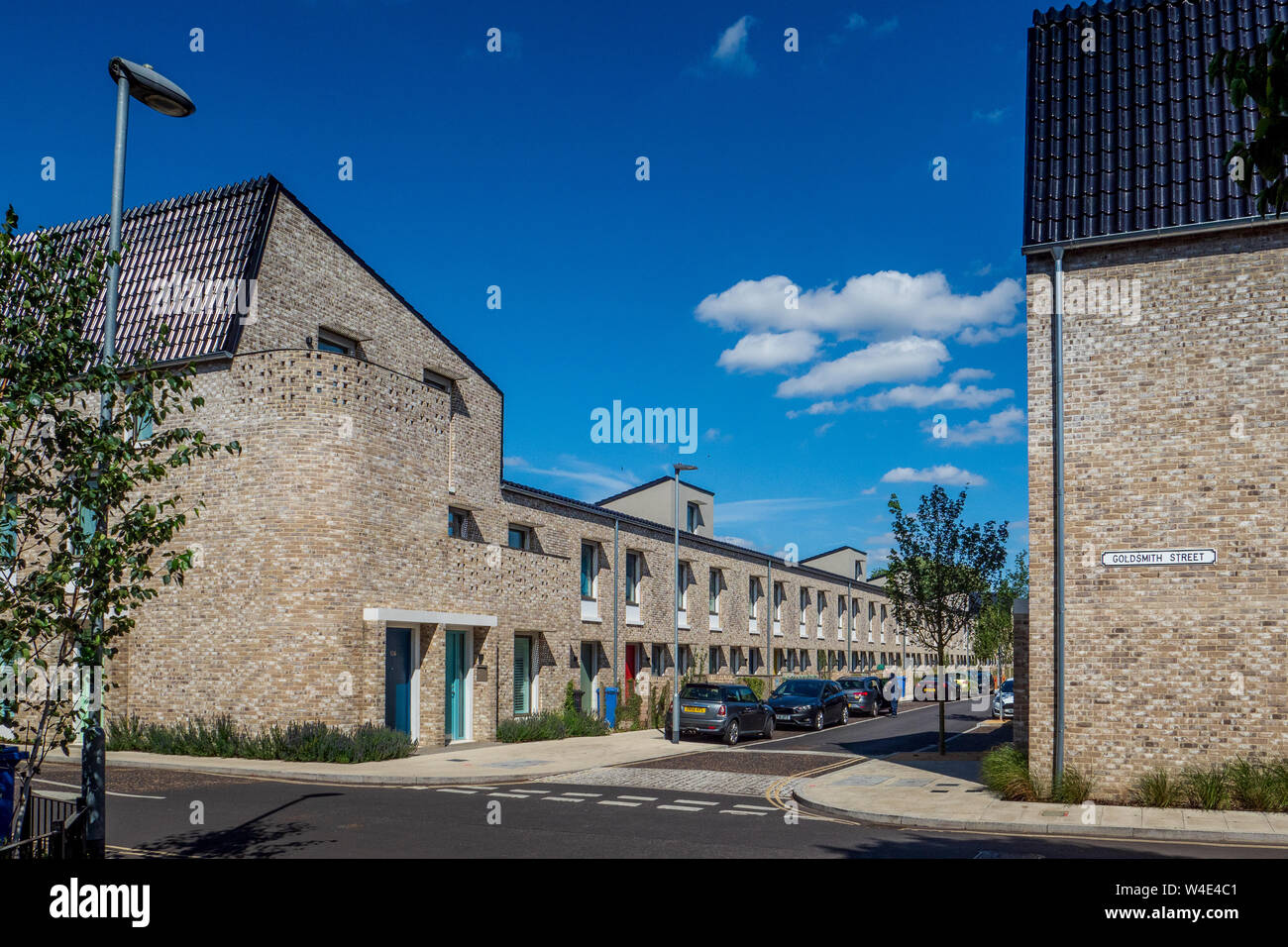 Goldsmith Street Norwich Stirling Prize Sieger 2019 - sozialer Wohnungsbau, 105 Passivhaus energieeffiziente Häuser Architekten Michail Reichtum mit Cathy Hawley Stockfoto