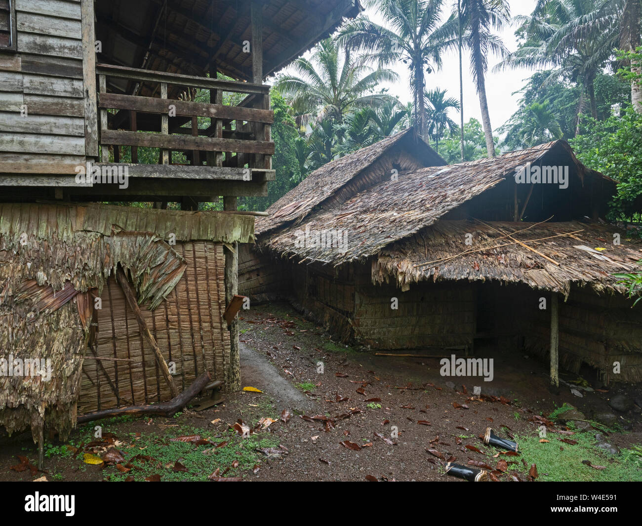 Traditionellen strohgedeckten Haus in Nara Dorf auf Makira Insel, Solomon Inseln, Südpazifik Stockfoto