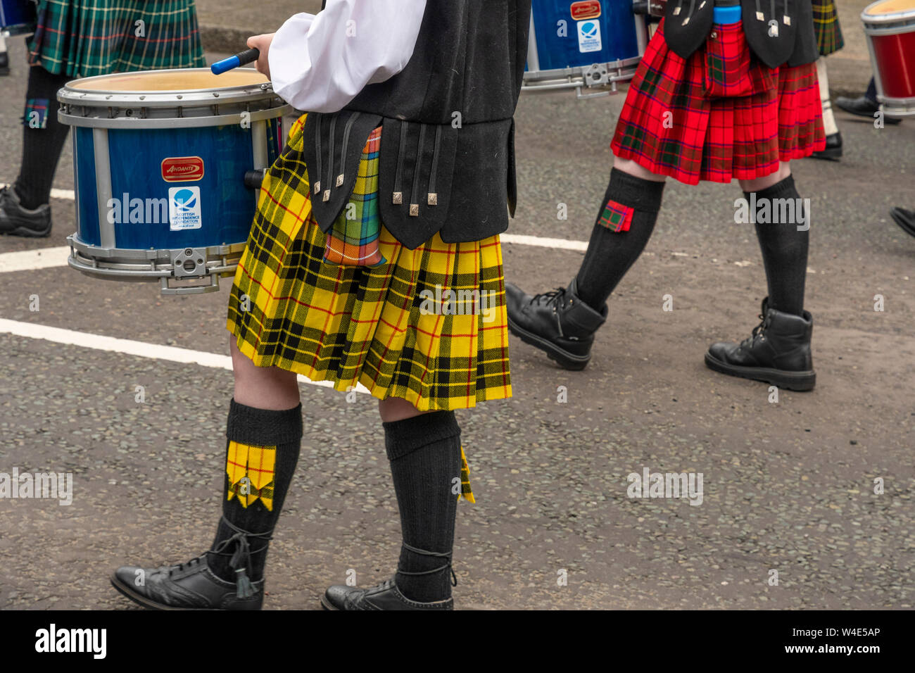 Galashiels, alle unter einem Banner Unabhängigkeit März - 2019 Stockfoto