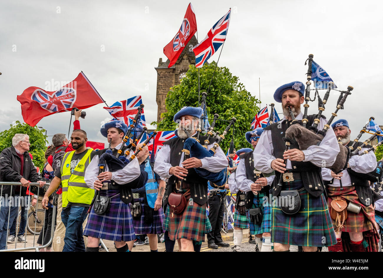 Galashiels, alle unter einem Banner Unabhängigkeit März - 2019 Stockfoto