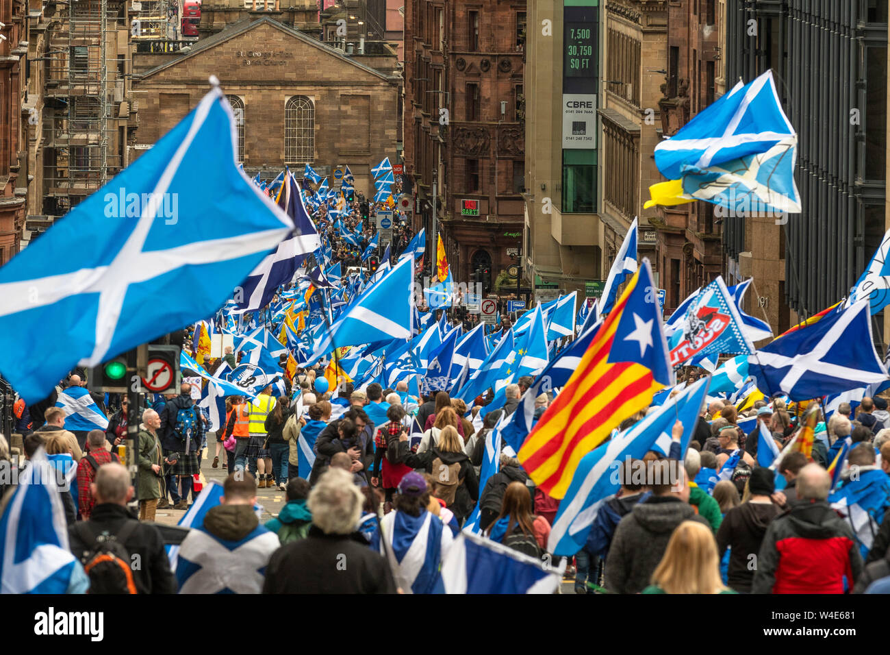 Glasgow, alle unter einem Banner Unabhängigkeit März - 2019 Stockfoto