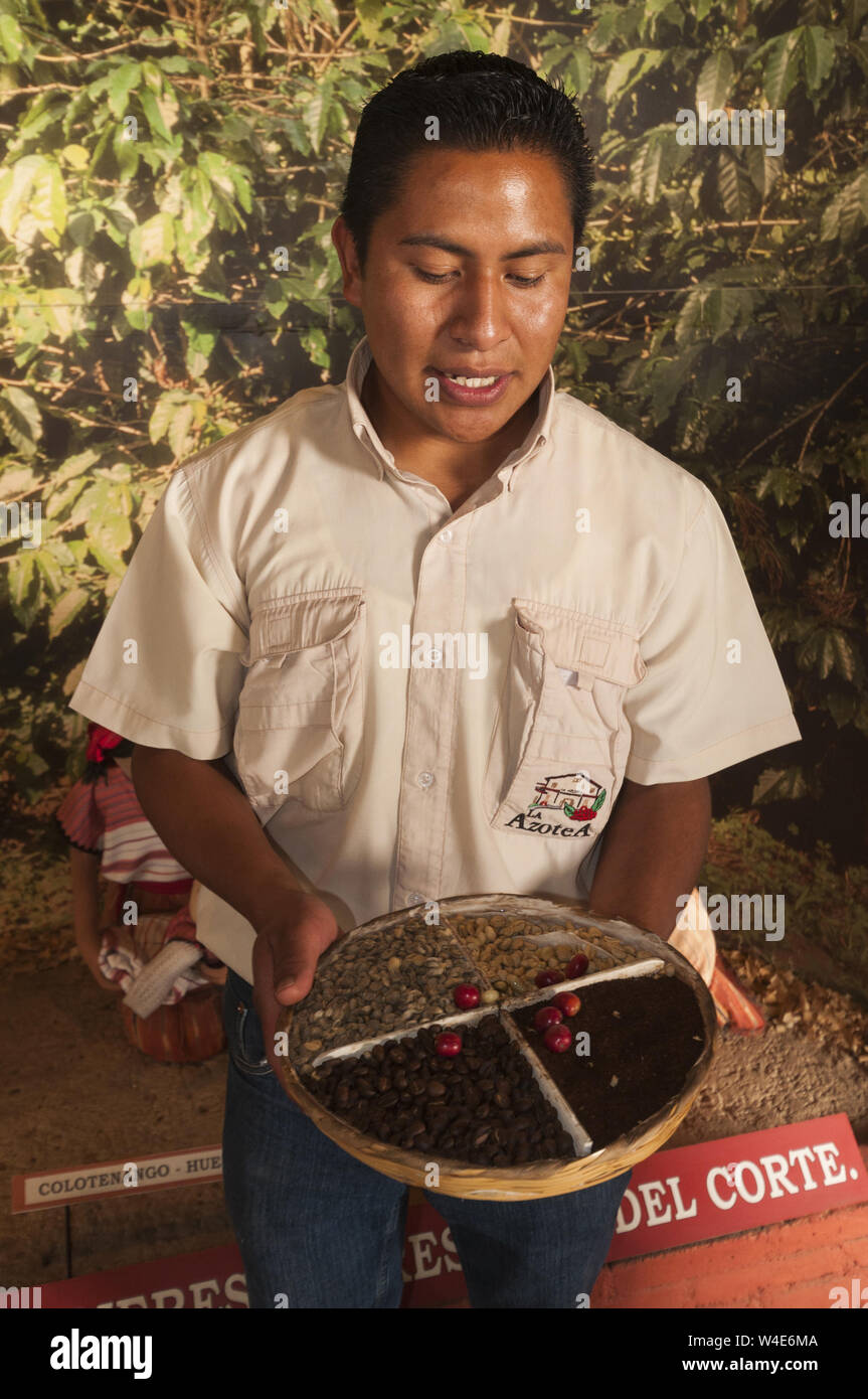 Guatemala, Antigua, Jocotenango, Museum für Kaffee, guide Kaffee erklären Stockfoto