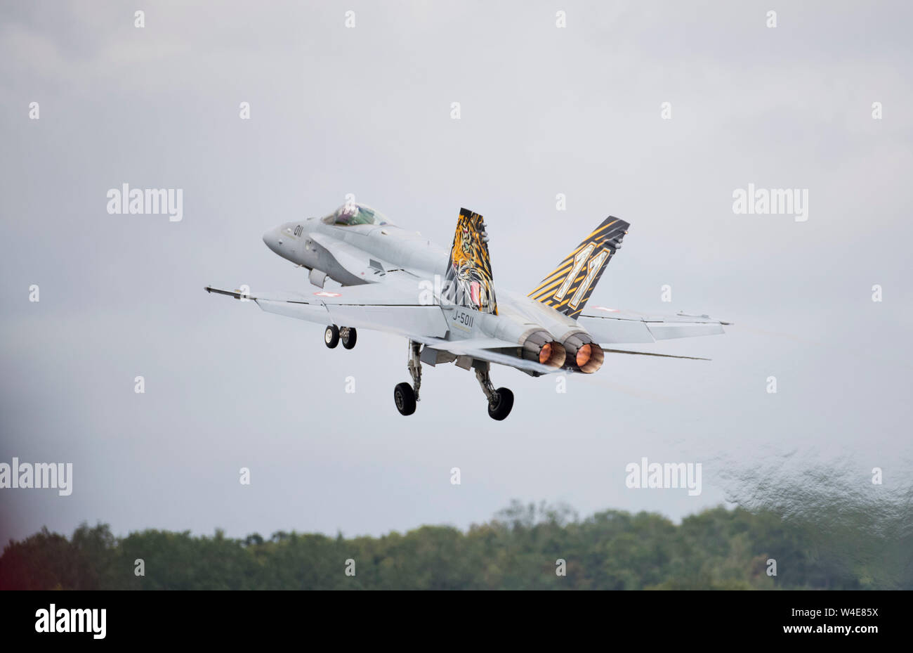 F/A-18C Hornet der Schweizer Luftwaffe am2019 RIAT Fairford air show, Gloucestershire, uk anzeigen Stockfoto