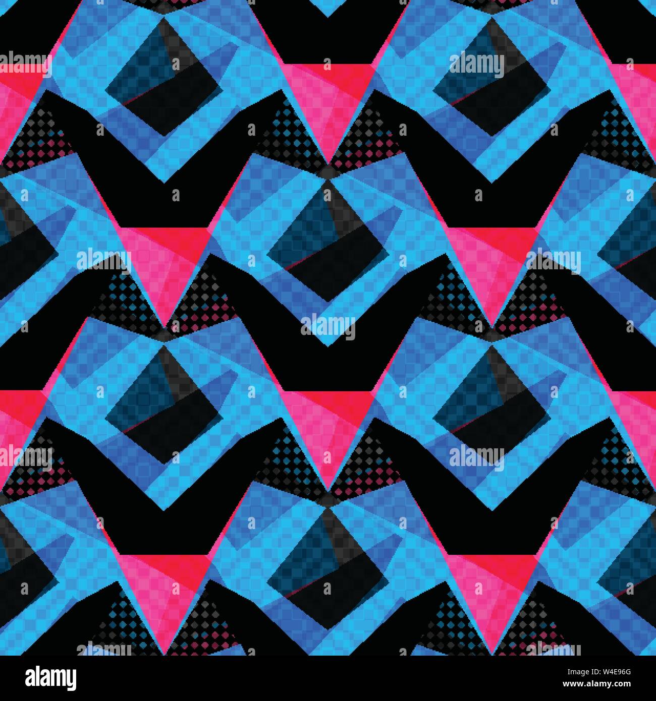 Blau Rosa und Schwarz Vielecke auf einem dunklen Hintergrund nahtlose Muster Stock Vektor