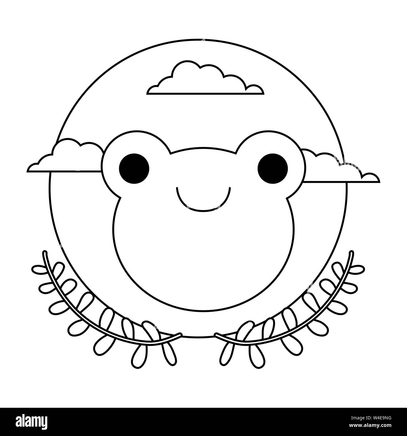 Leiter der niedlichen kleinen Frosch Baby mit Krone treibt Vector Illustration Design Stock Vektor