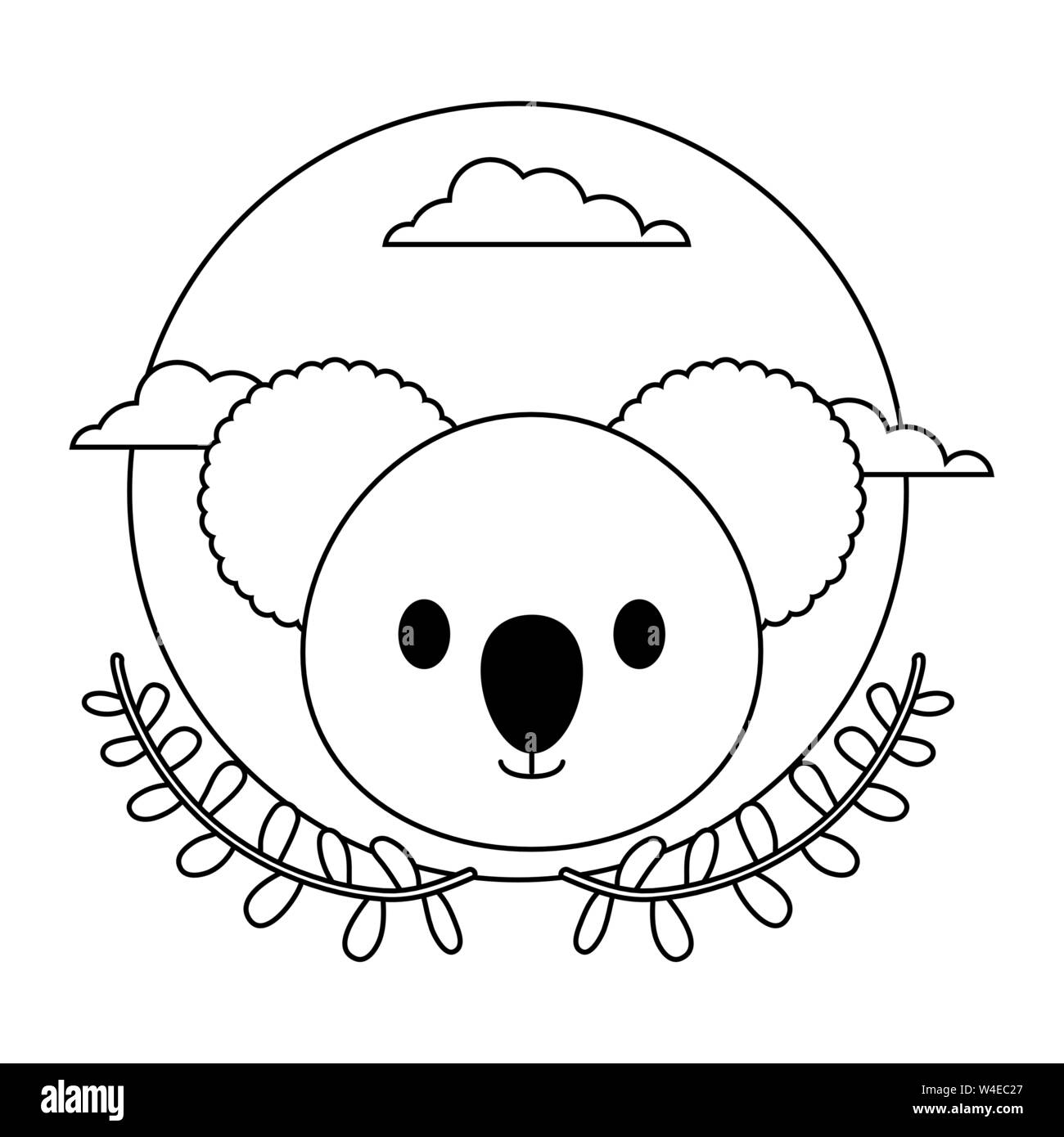 Leiter der niedlichen kleinen koala Baby mit Krone treibt Vector Illustration Design Stock Vektor