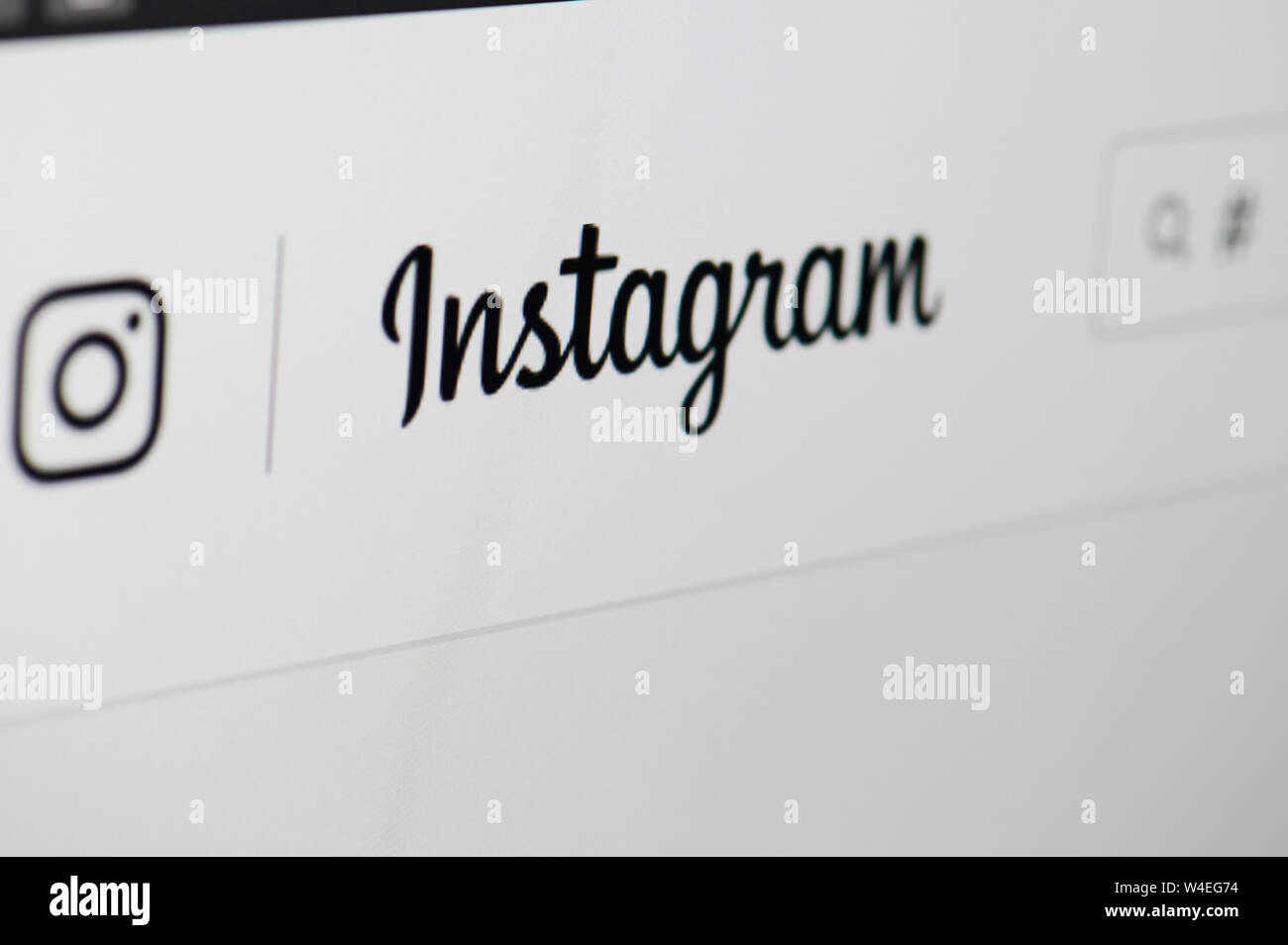 New York, USA - 22. Juli 2019: Instagram social media logo Nahaufnahme auf dem Laptop Bildschirm Stockfoto