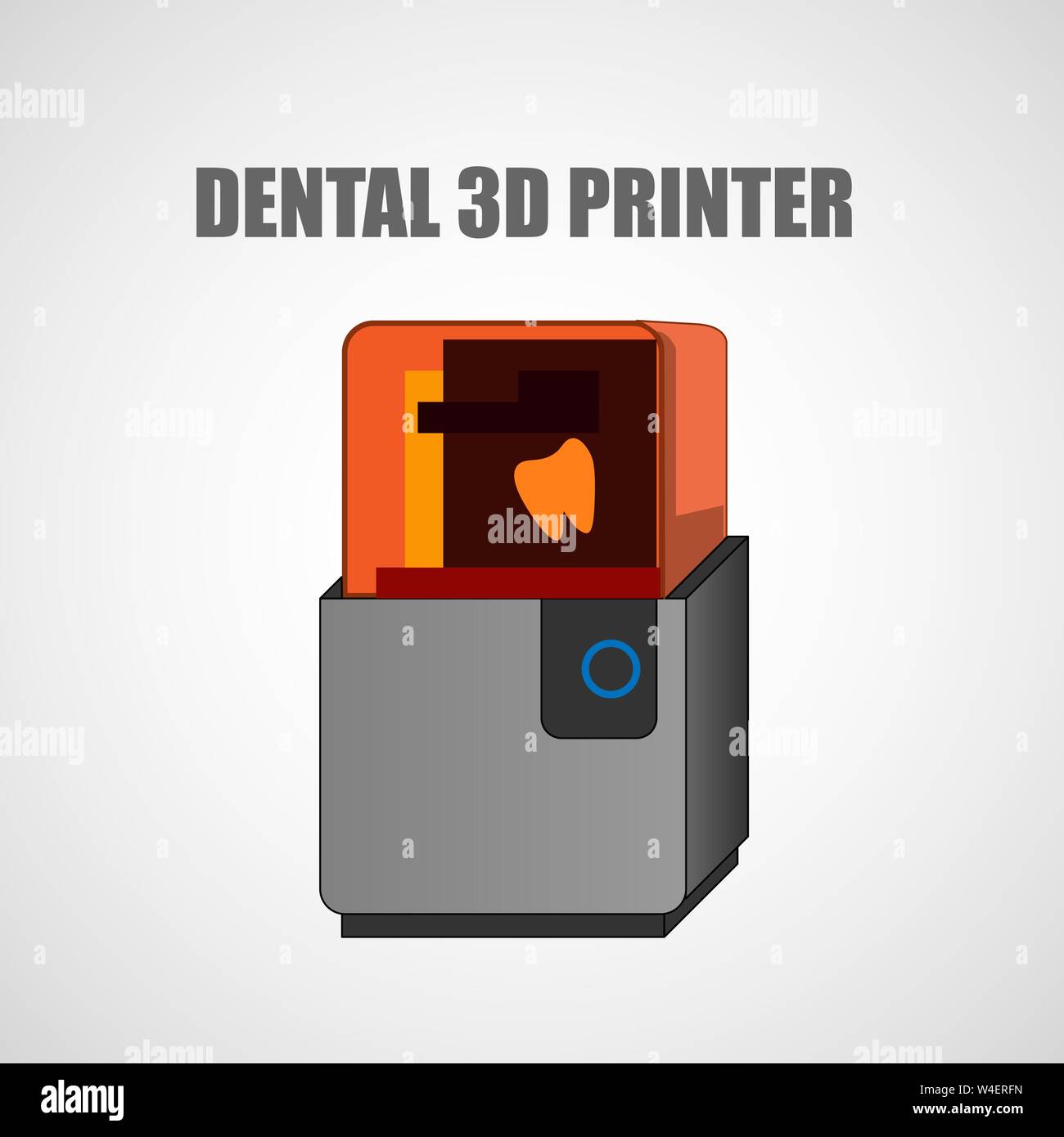 Zahnmedizinische 3d Drucker im modernen Stil. Zahnheilkunde Vektor icon. Grafisches Element Stock Vektor