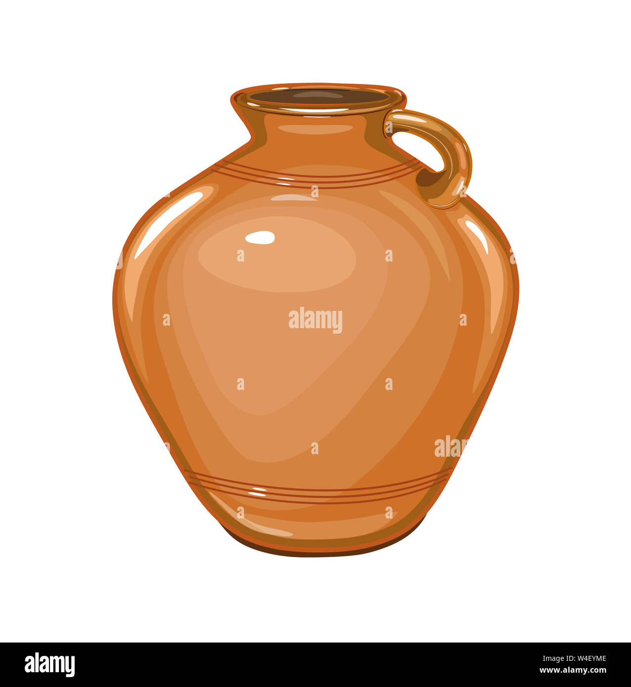Keramik, glänzend Krug . Geschirr für Flüssigkeit. Isoliert, weiß. Abbildung Stockfoto