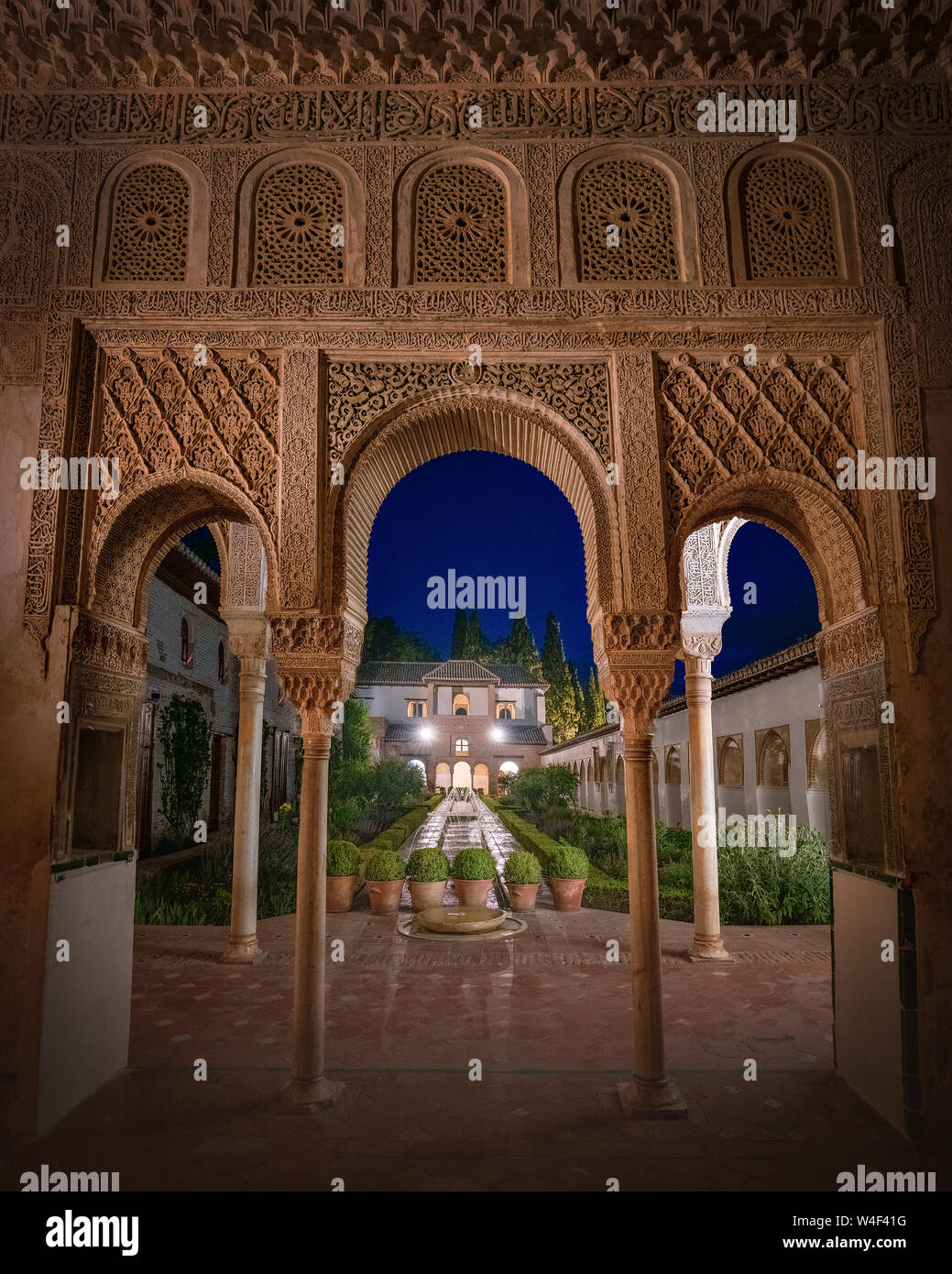 Generalife Palast von Alhambra in maurisch-arabischen Stil Granada, Andalusien, Spanien Stockfoto