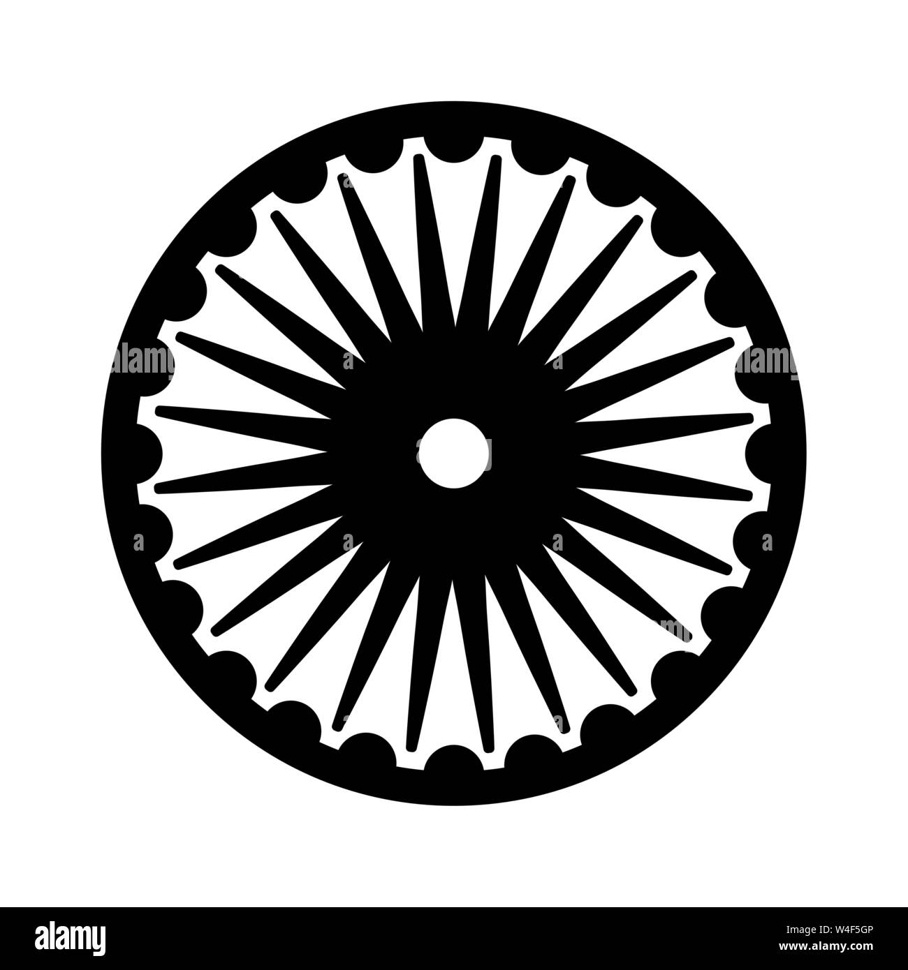 Ashoka chakra emblematische Symbol indische Vector Illustration Design Stock Vektor