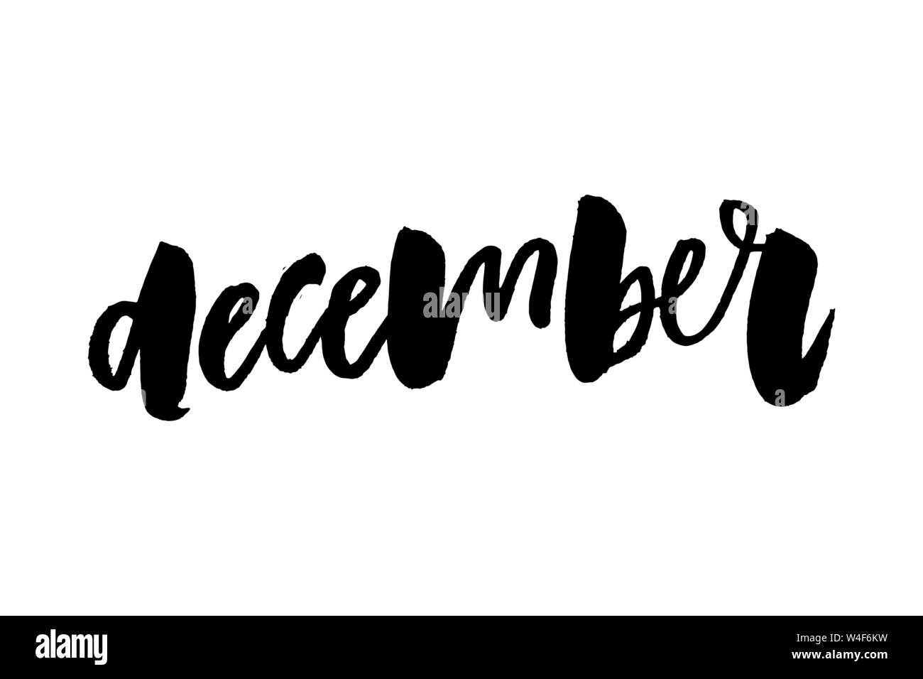 Dezember Zitat auf blauem Hintergrund. Urlaub Grußkarte mit Fichte, Schnee und Kalligraphie Elemente. Handschriftliche modernen Schriftzug. Vector Illustration Stock Vektor