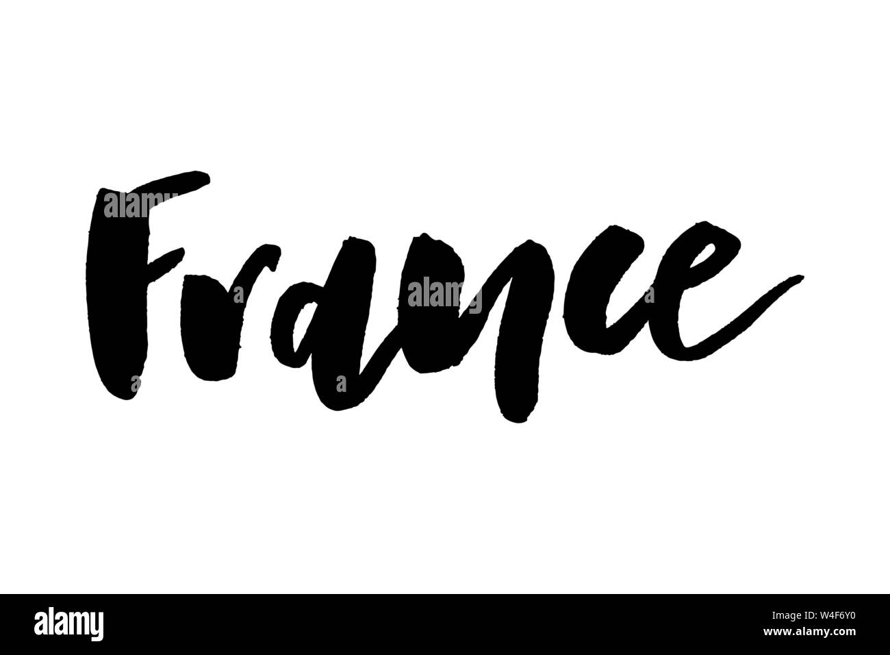 Frankreich Hand gezeichnet Schriftzug. Europäische Land. Tinte Abbildung. Moderne Pinsel Kalligraphie. Auf weissem Hintergrund. Stock Vektor