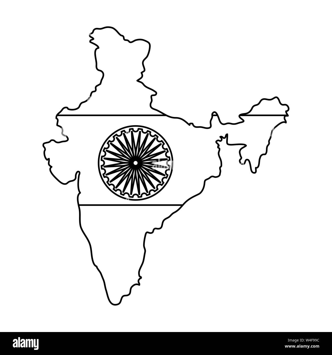 Karte von indischen mit ashoka chakra Vector Illustration Design Stock Vektor