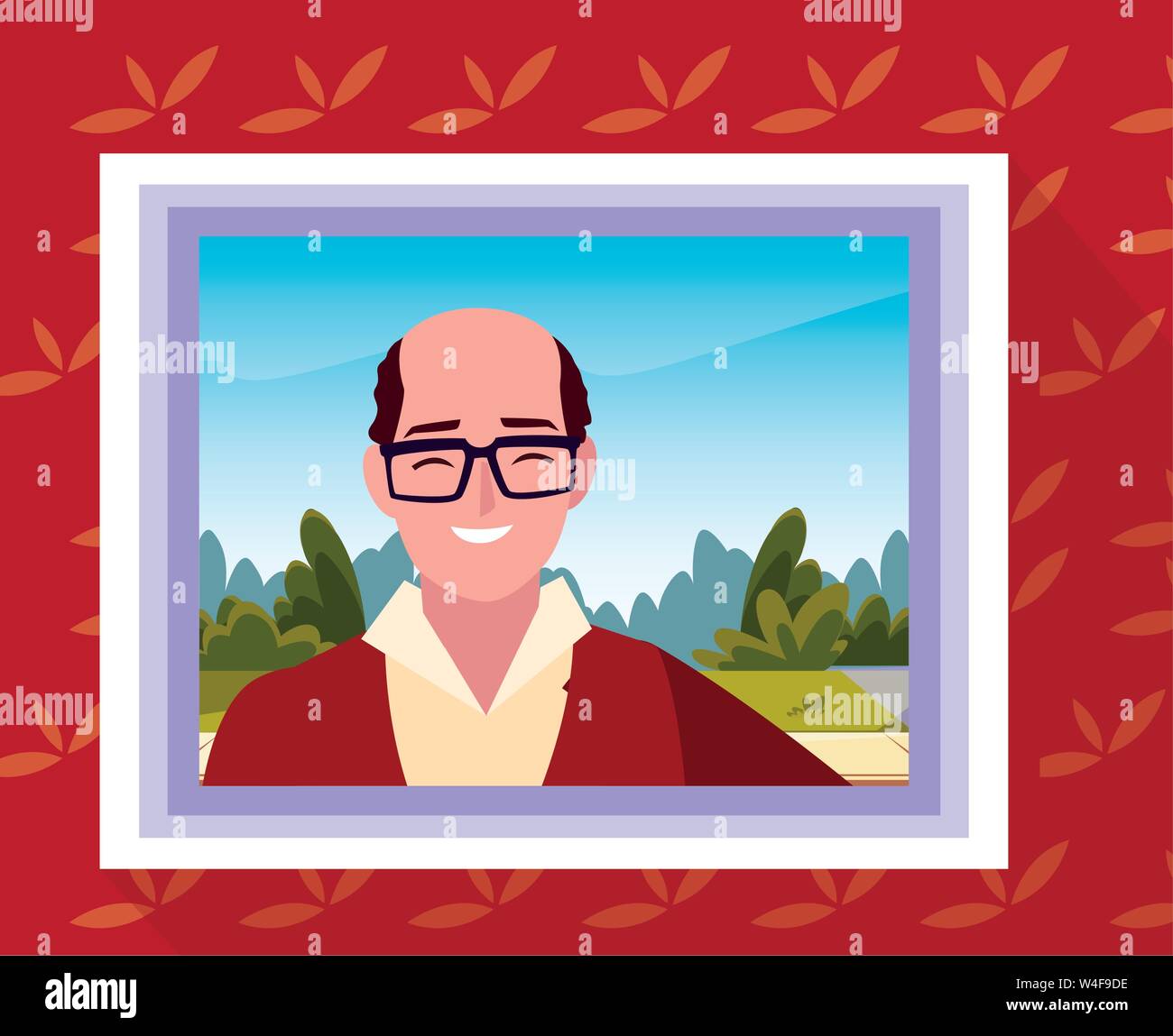 Fotografie mit Opa auf der Außenseite Vector Illustration Stock Vektor