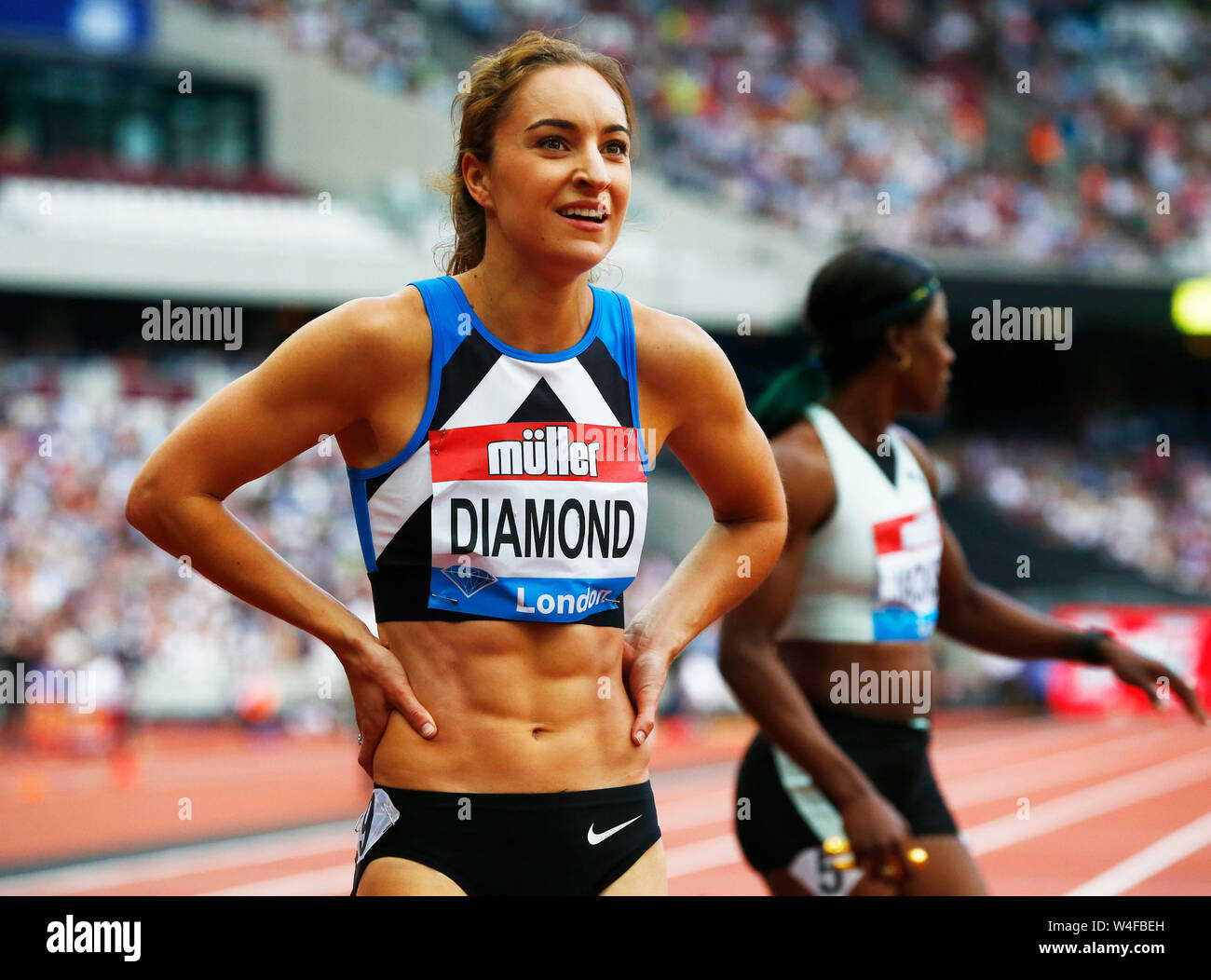LONDON, ENGLAND. 20. Juli: Emily Diamant von Grossbritannien und Nordirland nach 400 MWomen während des Tages eine der Muller Geburtstag Spiele IAAF Dia Stockfoto