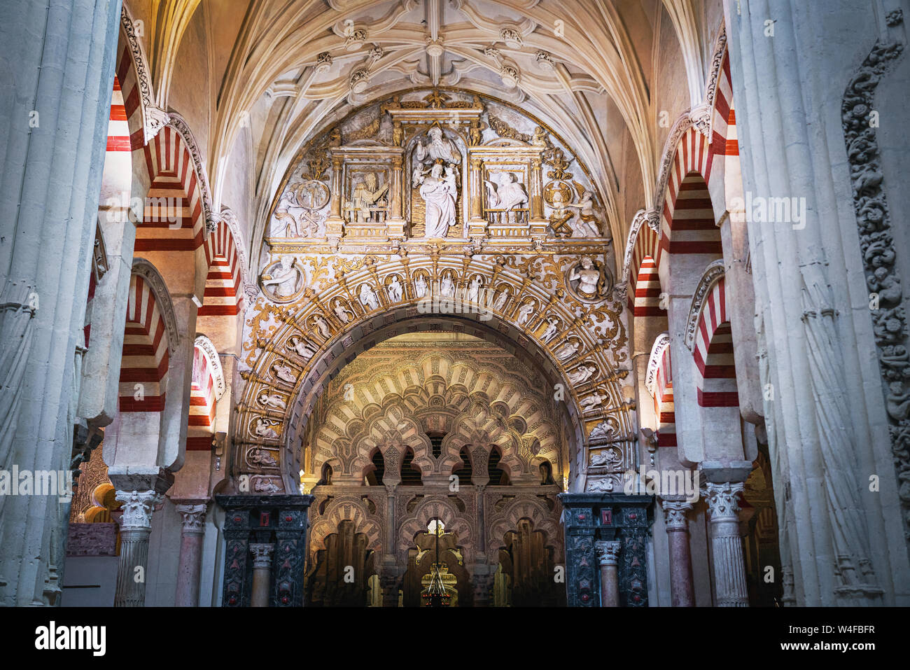 Innere Ausschmückung von Córdoba Moschee Kathedrale - Cordoba, Andalusien, Spanien Stockfoto