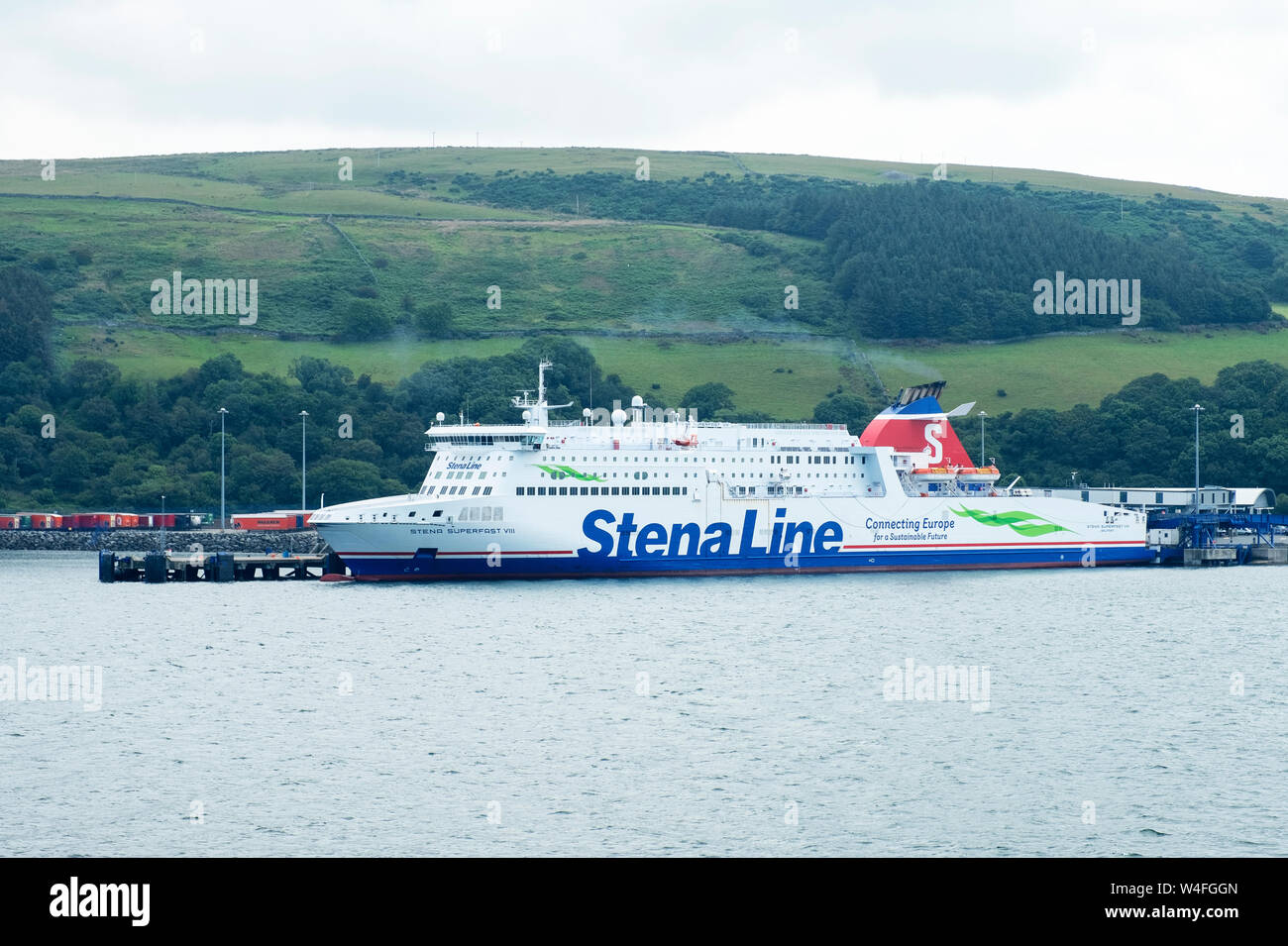Stena Line Fähre angedockt an Cairnryan, Stranraer, Schottland. Stockfoto