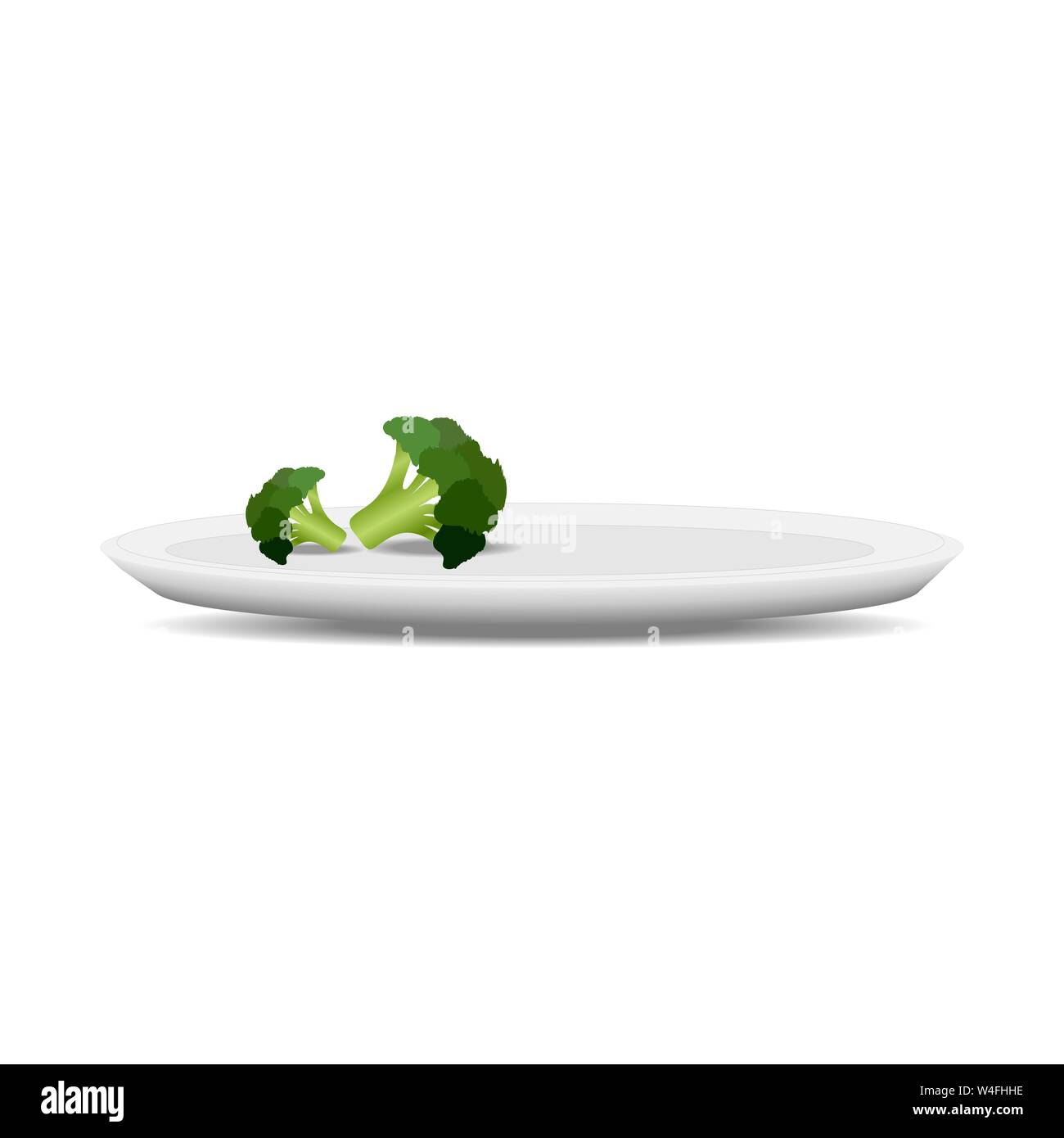 Brokkoli Kohl auf einem Teller. Gesunde und ökologische Lebensmittel. Menü für Vegetarier oder für die Diät. Stock Vektor