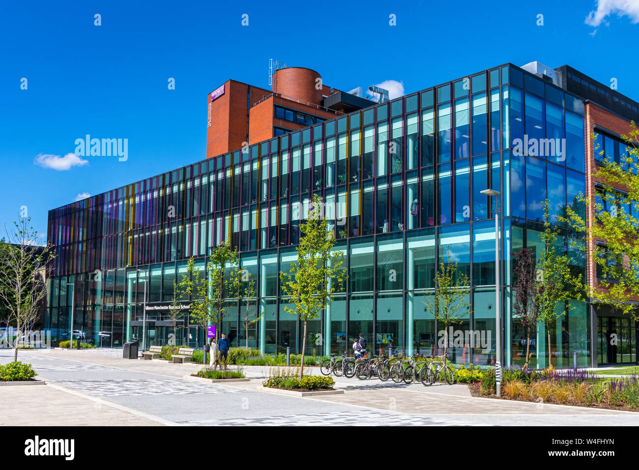 Die neue Erweiterung für das Bündnis der Manchester Business School, Universität Manchester, England, Großbritannien Stockfoto